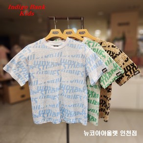인디고뱅크키즈 [2024 여름 신상]@@여름철 데일리 아이템@@부드러운 순면의 터치감@@아동 주니어 공용 슬럽 전판 나염 세미 오버핏 반팔티 IKRA24513