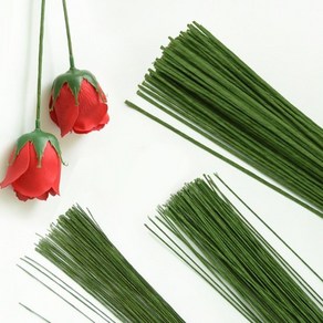 다스몰 꽃철사 지철사 꽃다발 철사 공예, 100개, 초록-18호(40cm)