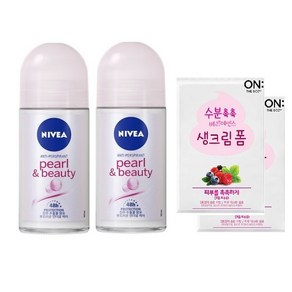 NIVEA 니베아 펄앤뷰티 롤온 데오드란트 50ml 온더바디 생크림 폼 3ML, 2세트