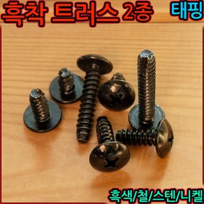 흑색 트러스 태핑 2종 나사 피스 우산 머리 볼트 스크류 철판 직결 흑착색