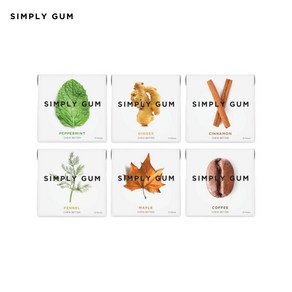 Simply Gum gum 심플리껌 내츄럴 페퍼민트 생강 시나몬 커피 메이플 감초 15개입 6팩, 6개