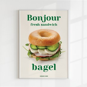 노마딕홈 인테리어 베이글 디저트 카페 포스터, Bonjou bagel