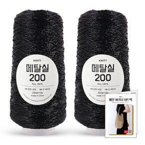 니뜨 메탈실200 뜨개실(200g) x2볼+메탈 비키니 네트백, 01_블랙, 1개