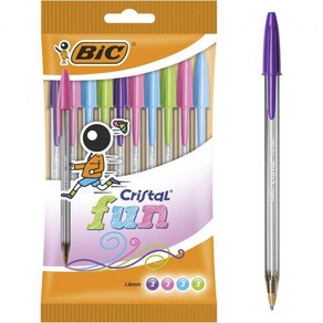 5가지 다양한 잉크 색상의 빅크리스탈 펀 볼펜 와이드 포인트1.6mm 10팩, Assoted_1 Count (Pack of 1)