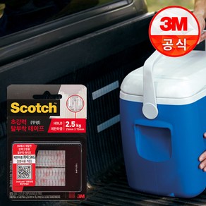 3M 쓰리엠 스카치 듀얼락 초강력 벨크로 찍찍이 탈부착 테이프 투명 2.5cmX7cm 2쌍