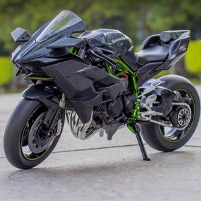 모형 오토바이 바이크 피규어 굿즈 최신식 쇼바 라이트 기능 옵션 다이캐스트 가와사키 H2R BIKE Kawasaki, 블랙그레이(받침대미포함), 1개