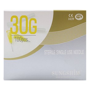 성심 일회용 멸균 주사침 멸균처리 니들 주사바늘 30G 1인치, 100개