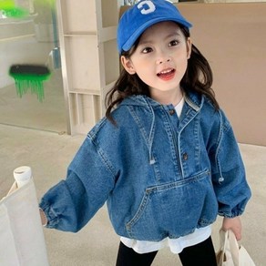 [당일발송]온리히얼 키즈 공용 후드데님자켓 캥거루데님후드 아기 유아 데님후드자켓