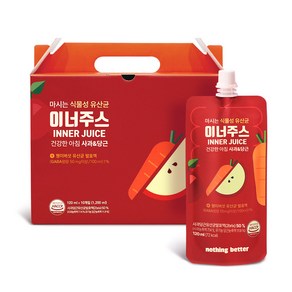 낫띵베럴 마시는 식물성 유산균 이너주스 사과당근 10p, 120ml, 3개