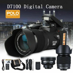 24배 광학 줌 HD 디지털 스틱 카메라 POLO D7100 3300만 화소 전문 자동 초점 dsl 카메라 옥외 3렌즈, D7100 US, Standad