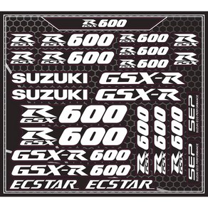 스즈키 GSXR 600 750 1000 스티커 데칼 GSX R600 R750 R1000 로고 키트, 600 White, 1개