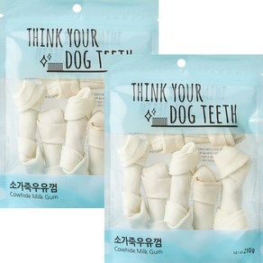 강아지 Think you dog teeth 소가죽우유껌 중형 210g 6p, 소가죽, 2개