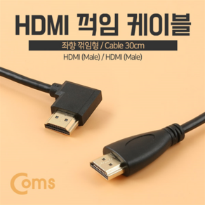 Coms HDMI 젠더 케이블 한쪽 좌향 꺾임 30cm NA481, 1개