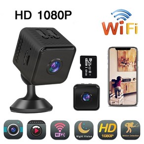 초소형 카메라 무선 WiFi 1080P 실내 초미니 실시간 감시카메라, X2+SD카드 32GB