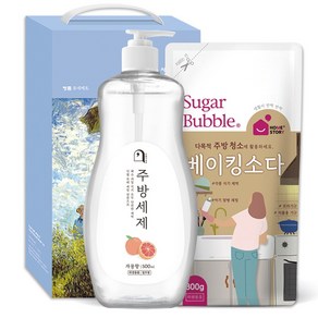 오늘의쉼표 세제 선물세트 답례품 자몽 36호 (주방세제 펌프 + 베이킹소다 300g), 1개