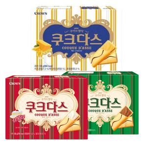 크라운 쿠크다스 화이트128g + 비엔나커피128g+ 치즈128g 3종, 1세트, 128g