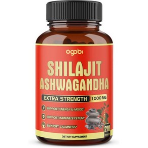 agobi agogbi 210캡슐 600mg Shilajit 400mg Organic 아슈와간다 뿌리 추출물 Pure Himalayan 에너지 Production 뇌 집중