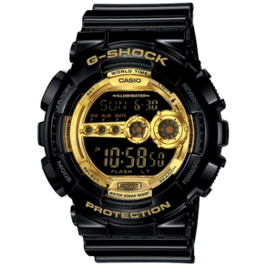 [지샥(G-SHOCK)] 남여공용 GD-100GB-1DR 빅페이스라인 흑금시리즈 전자캐주얼시계 블랙유광밴드 골드