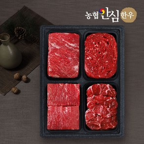 [농협안심한우] 1등급 정육모듬세트 (국거리+불고기+장조림+사태)팩당400g총1.6kg, 1개