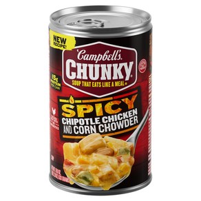 Campbell's Chunky Soup Chipotle Chicken & Con Chowde Campbell's 청키 수프 치폴레 치킨 & 옥수수 차우더 18.8 온스, 532g, 1개