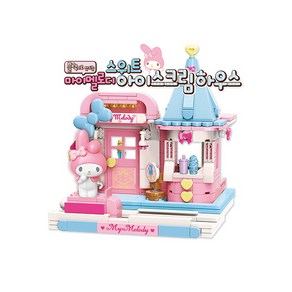 산리오 캐릭터즈 블럭으로 만드는 마이멜로디 아이스크림 하우스 블럭 산리오 캐릭터즈 블럭 헬로티티 크리스마스 선물 선물, 1개