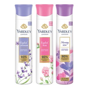 Yadley London Refeshing Deo Body Spay Tipack (English Lavende + English Rose + Moning Dew) fo