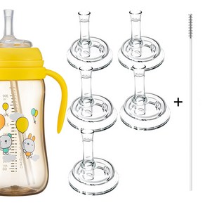순수아 리필빨대 빨대꼭지-5개 6개 7개 8개+빨대솔1개 빨대컵 리필 교체용 젖병빨대 더블하트 그로미미 등 타사와이드형 호환가능, 꼭지5+솔1, 투명, 1세트