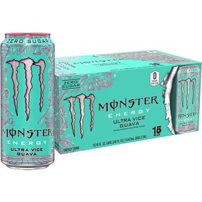 Monster Energy Ultra Vice Guava 무설탕 에너지 음료 473.2ml16온스 15개 팩