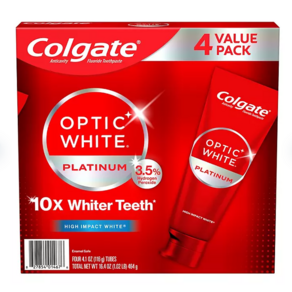 Colgate 콜게이트 옵틱 화이트 플래티넘 화이트닝 치약 4개입/비건치약, 116g, 1개