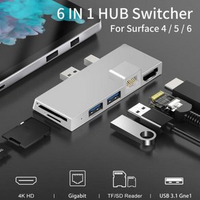 USB 도킹 스테이션 허브 서피스 프로 X 4 5 6 7 89 HDMI 호환 데이터 변속기 C 타입 어댑터 스플리터 SD TF 카드 리더기, 3.B Silve FoPo4 5 6, 1개