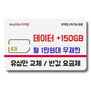 KT 스카이라이프 알뜰폰 유심 무제한 USIM 반값 후불제 무약정, 1개