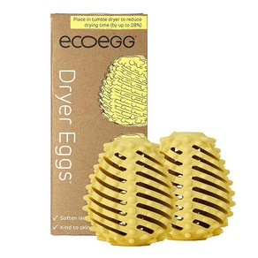 Ecoegg 드라이어 에그  건조 시간 감소 회전식 건조기 볼 교체 보들보들 옷 저자극성 무향 계란 2개, 1개