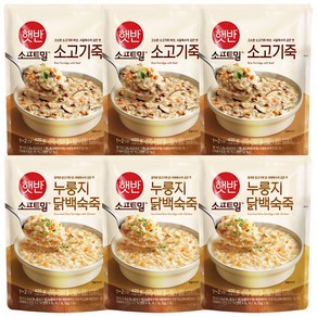 비비고 소고기죽 420g x 3p + 누룽지 닭백숙죽 420g x 3p 세트, 2.52kg, 1세트