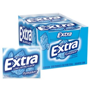 Exta Peppemint Gum 엑스트라 페퍼민트 무설탕 껌 15개입 20팩, 40.5g, 12개