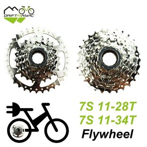 자전거스프라켓 카세트 프리휠 드리프트 매니악 자전거 7s 나사 프리휠 11-28t11-34t 전기 자전거용 7단 플라이휠, 1)11-28T * 1개, 1개