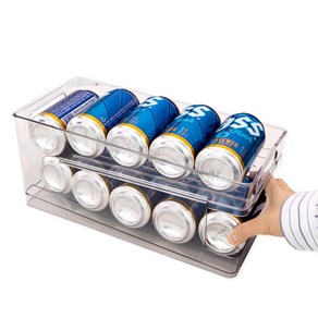 캔음료 2단 디스펜서 냉장고 정리 트레이 캔맥주 보관, 캔음료 2단 디스펜서 1개, 1개