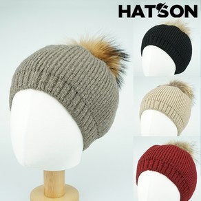 [햇츠온]H1-4401 HatsON 브랜드 여성 여자 겨울 코디 빵모자 방울 폼폼 니트 헌팅캡 모자 베레모 비니 AA