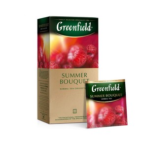 Geenfield Summe Bouquet Hebal Tea Fuit & Heba 그린필드 썸머 부케 허브티 과일 & 허브 컬렉션 25티백 특수 호일 향주머니로 차의 뛰어, 1개, 181.44g