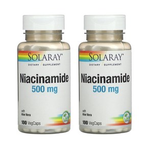 솔라레이 니아신 아미드 Niacin 500mg 200 베지캡슐 알로에 베라 함유 비타민B3, 2개, 200정