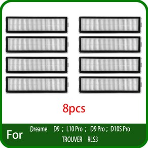 드림 Deame D9 / D9 MAX / L10 Po / D9 Po / D10s PRO / TROUVER RLS3 로봇청소기 부속품 필터, 8개