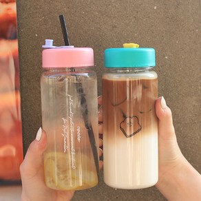 투명 트라이탄 물병 물통 여름 캐릭터 빨대컵 480ml, 화이트+빨대캡(랜덤), 1개