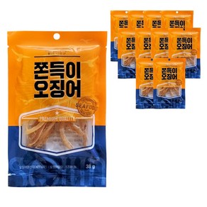 편의점 간식 쫀득이 오징어 38g x 10봉 영화관 오징어몸통 조미오징어, 10개