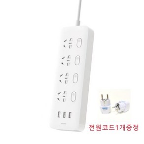 [해외배송] 샤오미 정품 USB 멀티탭 4구+USB 2A 급충전 콘센트 스마트 와이파이 1.8M, 1개