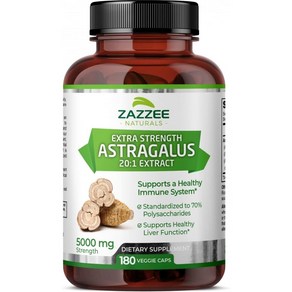 Zazzee 재지 텔로미어 텔로머라제 황기 추출물 Astragalus 5000mg 180캡슐