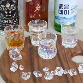 특이한 예쁜 소주잔4p 세트 선물세트 집들이선물 홀로그램 유리 레인보우 별똥별 오로라 소주컵 술잔, 오로라 레트로 소주잔