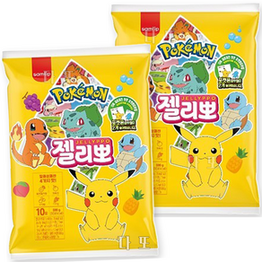 삼립 포켓몬 젤리뽀 2봉(1봉 600g) 소다 자두 파인애플 포도 4가지맛 과일젤리, 1세트, 1.2kg