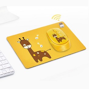 2in1 캐릭터 아기기린 키즈 어린이 옵티컬 USB 무선 마우스 + 미니패드 세트 휴대용 가정용 mouse 추천