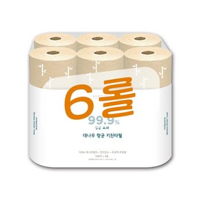 갈색 대나무 키친타올, 135매, 6개