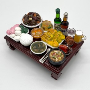 하얀국화 납골당꾸미기 갈비찜 제사상 모듬상 미니어처 상차림 음식 세트 납골 추모 장식 소품