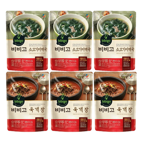 비비고 육개장 500g 3개 + 소고기 미역국 500g 3개, 6개